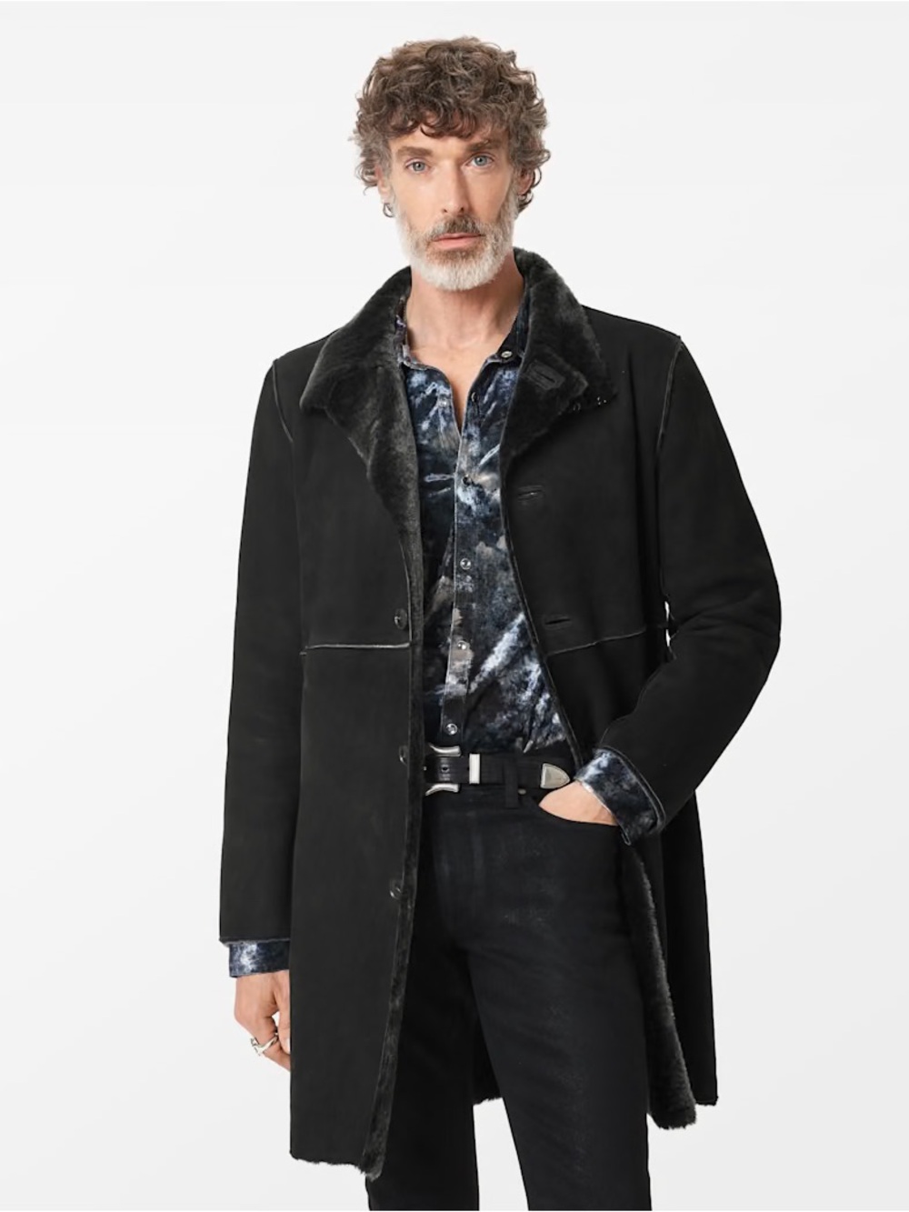 $3998 John Varvatos Ellwood Shearling Coat Size EU 50 USA 40